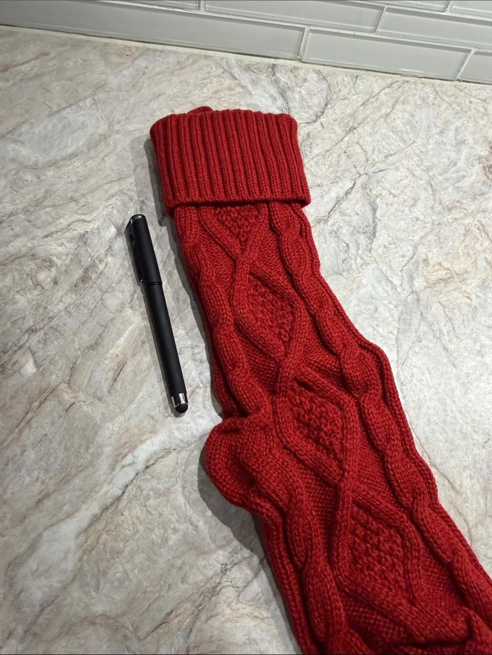 Cozy Red Cable-Knit Holiday Stocking Set